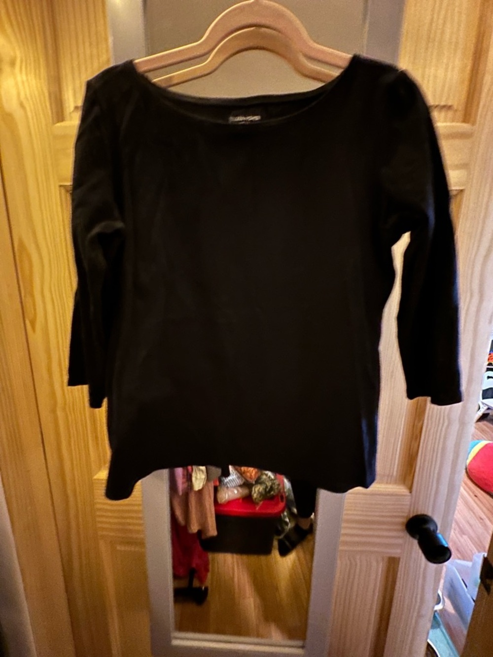 Eileen Fisher Black Scoop Neck 100% Cotton Sweater